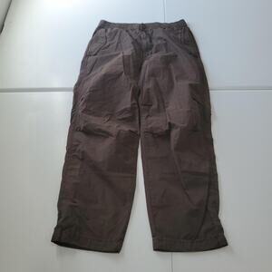 Uniqlo Pants Mens Medium Brown Elastic Waist Cotton Relaxed Straight Leg Casual